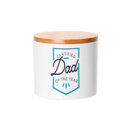 Ceramic Jar with Lid Bamboo - Certified Father of the Year - 473ml (16oz) - Jar