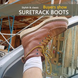 Men's Stylish Classic 6" Soft Moc Toe Leather Work Boot With Non-Slip Wedge Outsole & Goodyear Storm Weltt (84994D / 10)