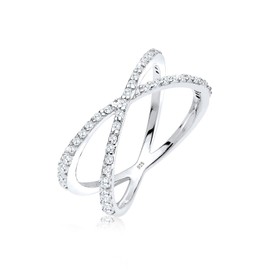 Elli Women's Ring in 925 Sterling Silver with Zirconia Crossed