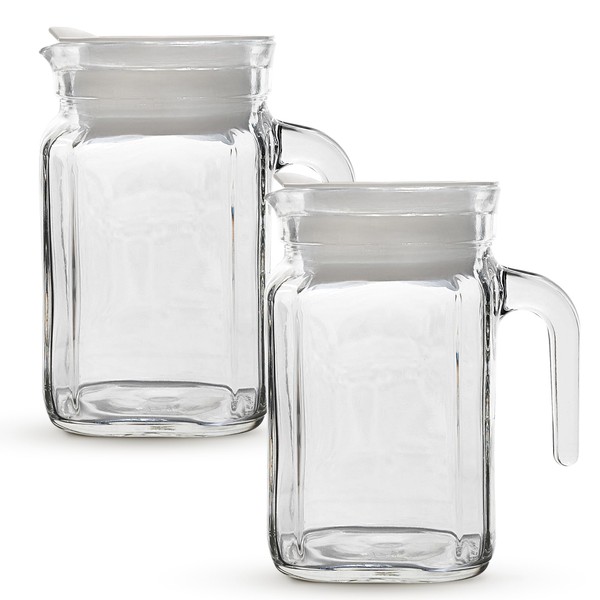 Amici Home Italian Igloo Quadra Glass Pitcher with Lid and