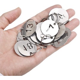 MITUKE Door Number Tag, Cloak, Double Sided, Door Number Tag, Cloak, For Business Management, Number Tag, Key Label Tag, Waterproof, High Temperature Resistant, Includes Key Ring (Diameter 0.8 inch (20 mm), 0.8 - 0.8 inch (1 - 20 mm)