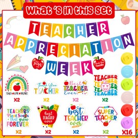 35 pcs Teacher Appreciation Week Decorations Including Teacher Appreciation Banner And Hanging Swirls Wall Decor Holiday Celebrating Events for Festival Party Supplies