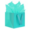 KEYYOOMY Teal Blue Square Gift Bags with Tissue Paper Large