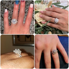 Newshe Wedding Band Engagement Ring Set for Women 925 Sterling Silver 1.8Ct Round White AAAAA Cz Size 8