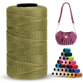 LEREATI Polyester Yarn 1 mm x 230 m Macrame Yarn 1 mm Cotton Yarn Macrame Cord Polyester Rope Cotton Cord for Handbag, Shoulder Bag, Crochet Bag, Knitwear (Army Green)