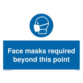 Pack of five - Face masks required beyond this point Sign - 200x150mm - A5L