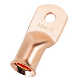 4/0 AWG 5/16" Stud (10 pcs.), Heavy Duty Battery Ring Terminal, 0000 Gauge Connectors, 4/0 Battery Cable lugs, Copper Wire Lugs, Copper Ring Terminals, Bare Copper, Tubular Ring Terminal Connectors
