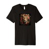 Leopard With Flowers Around Boho Style Graphic Premium T-Shirt
