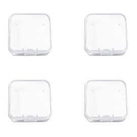 Globellapro 4PCS Square Transparent Plastic Organize,Small Storage Box with Lids,Empty Mini Clear Plastic Storage Containers Box Case for Small Item,4.3 * 4.3 * 2cm