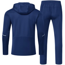 Rdruko Men's Sweatsuit Sets 2 Piece Hooded Full Zip Jogger Gym Lesiure Casual Track Sweat Suits for Men(Sapphire Blue, US XXL)