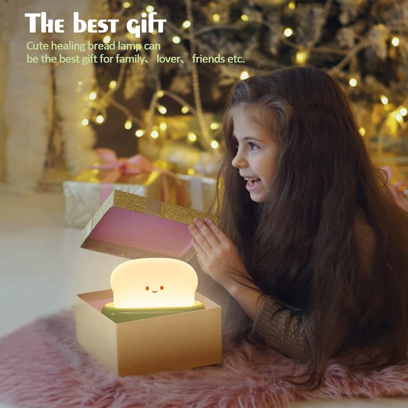 QANYI Desk Decor Toaster Lamp, Rechargeable Small Lamp with Smile