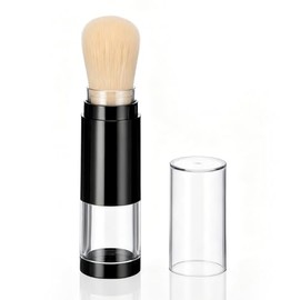 FUOYLOO Brocha para Polvos Faciales Sistema de Recarga por Presión, Cerdas Suaves Color Beige, Tamaño Compacto, Aplicador Portátil para Maquillaje en 