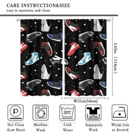 Retro Basketball Shoes Curtains, Colorful Sneakers Sports Theme Teen Boys Bedroom Living Room Window Treatments Drapes 42x45 Inch