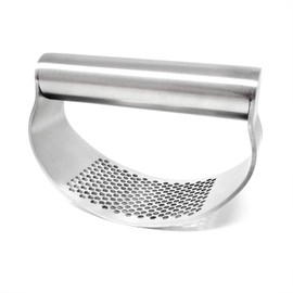 Honbay 1PCS Stainless Steel Garlic Press Rocker Manual Garlic Crusher Garlic Easy Grip Mincer Ginger Press Squeezer Kitchen Tools for Home and Restaurants, Dishwasher Safe (4.2")