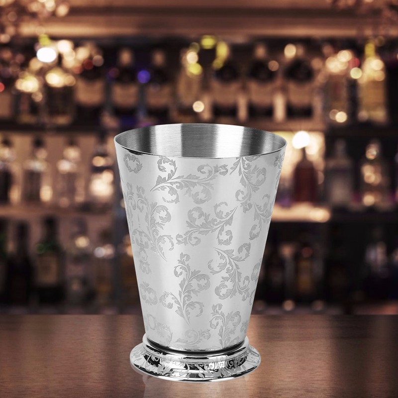 400ml Stylish Tree Leaf Pattern Stainless Steel Cocktail Cup Mug