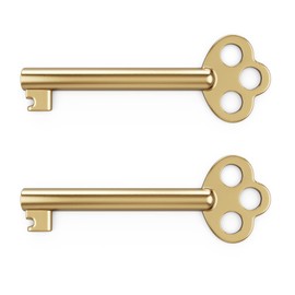KY-6 Skeleton Key Hollow Barrel - Antique, Vintage Modern Cabinet Doors, Drawers, Dressers and Grandfather Clocks (Brass, Pack of 2)
