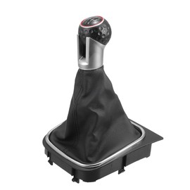 TUCKBOLD 5 Speed Manual Gear Shifter Knob with Cover for VW Golf 6 MK6 GTI | Gearbox Stick Shifter Lever Knob Black and Red Plastic Faux Leather 1 Pcs