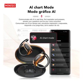 Audifonos Miniso Ms202 Ai Audifonos Traductores Bluetooth 6.0 Ipx5 Resistente Al Agua Color Negro Auriculares Inalámbricos Eportivos Gamer Auriculares Ows
