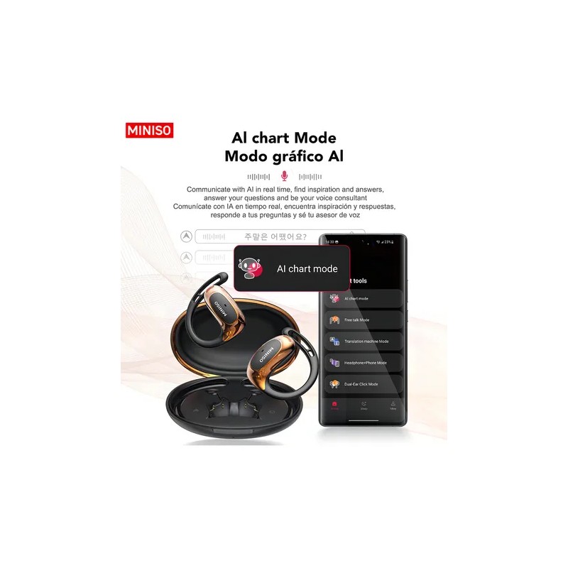 Audifonos Miniso Ms202 Ai Audifonos Traductores Bluetooth 6.0 Ipx5 Resistente