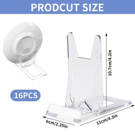 Xerteam 16 Pcs Clear Acrylic Plate Stands, Clear Display Stand Adjustable for angle, Photo Holders for Tables, Menu Holder Display Stands for Plates, Photos, Place Cards, Books Pictures Display