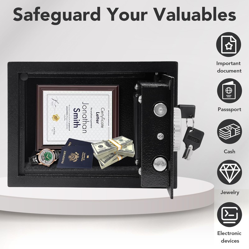 Fraiixar Safe Box 0.43 Cubic Feet Steel Security with Digital