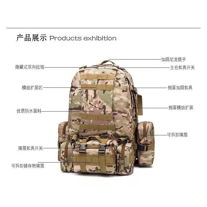 Yuqing Mochila Grande Táctica 4 En 1 Impermeable Para Campamento