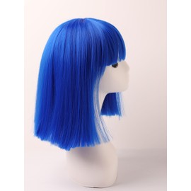 Prettyland Event C696 Women's Bob Straight Fringe Wig Medium Length Short Straight Heat Resistant Wig for Show Fancy Dress Blue Royal Blue
