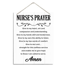 Nurse's Prayer Sign, Rustic Hanging Wood Plaque Sign, Nurse Themed Christian Decor, Hospital Decor, Nursing School Decor, Nurse Office Decoration for Wall Door, Motivational Gift for Nurse