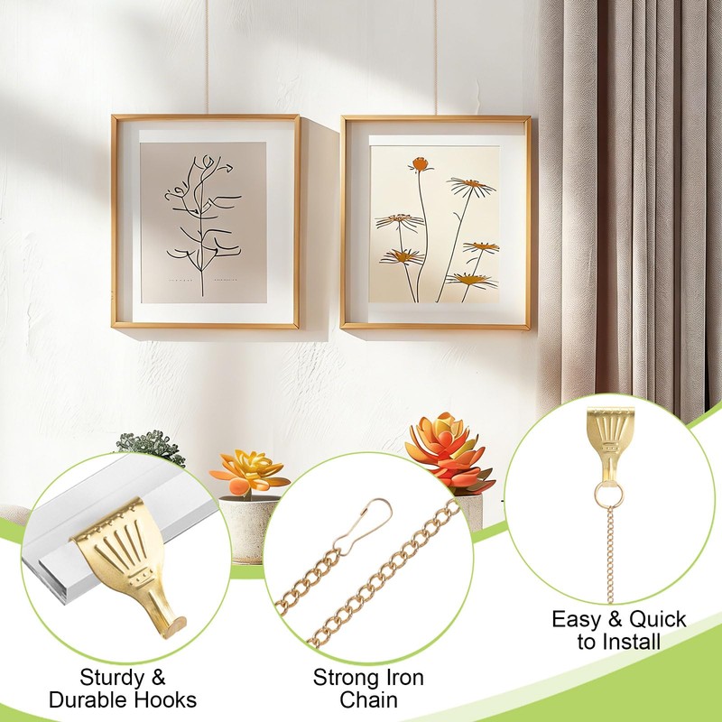 UFURMATE Picture Hanging Kit 6Pcs Picture Rail Hooks with 6Pcs