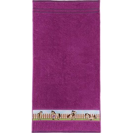 Erwin Müller Children's Bath Towel Terry Fuchsia Size 70 x 140 cm with Horse Motif on Border Soft Skin 100% Cotton