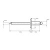 4.8mm x 21mm (16mm) Large Flange Blind Pop Rivet Dome