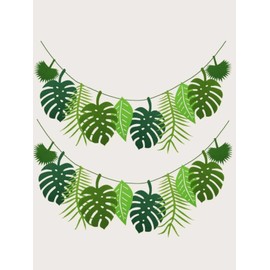 Hemasa Tropical Leaf Banner Hawaii Luau Party Leaves Garland Summer Beach Theme Wedding Birthday Party Decor