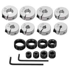 Saipor Drill Bit Stop Collar Split Ring Design Drill Bit Depth Stop Kit Includes 8pcs Imperial Sizes 1/8”- 1/2”and 8pcs Metric Sizes 3mm-16mm with Allen Wrench