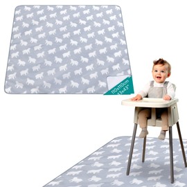 Navaris Non-Slip High Chair Mat - Large Splash Mat Waterproof - 110 x 110 cm - Splash Mat Floor Protection Chair Mat - Splash Mat for Baby High Chair - Polar Bear