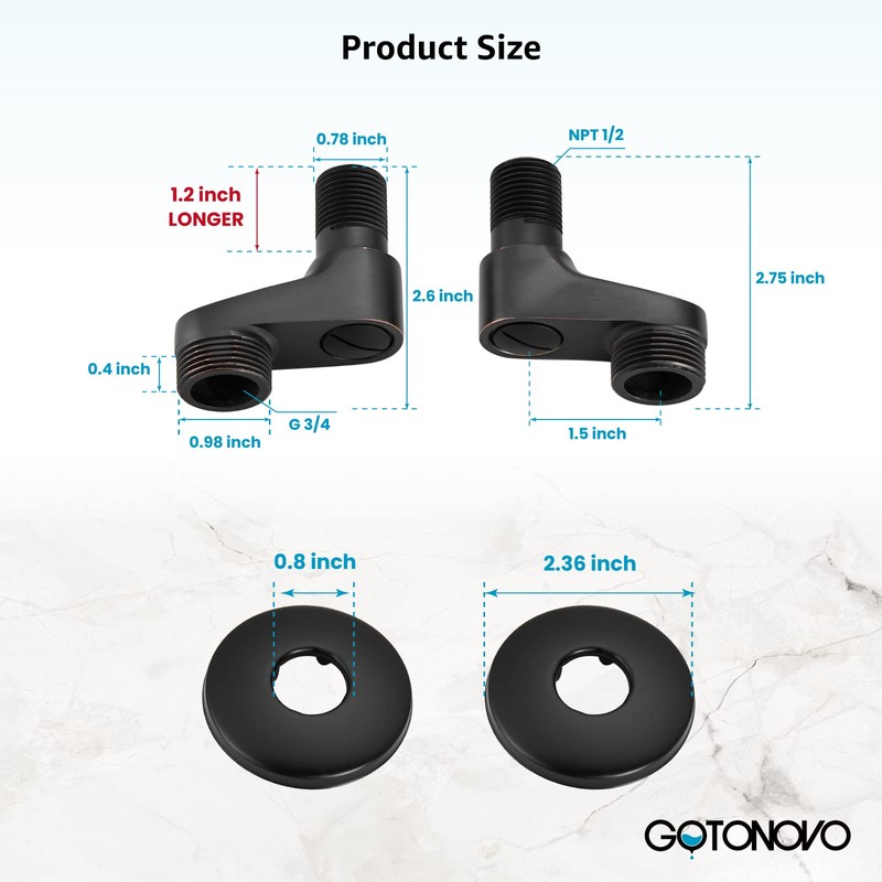 gotonovo Clawfoot Tub Adapter 3-3/8 Inch Adjustable Swing Arms for