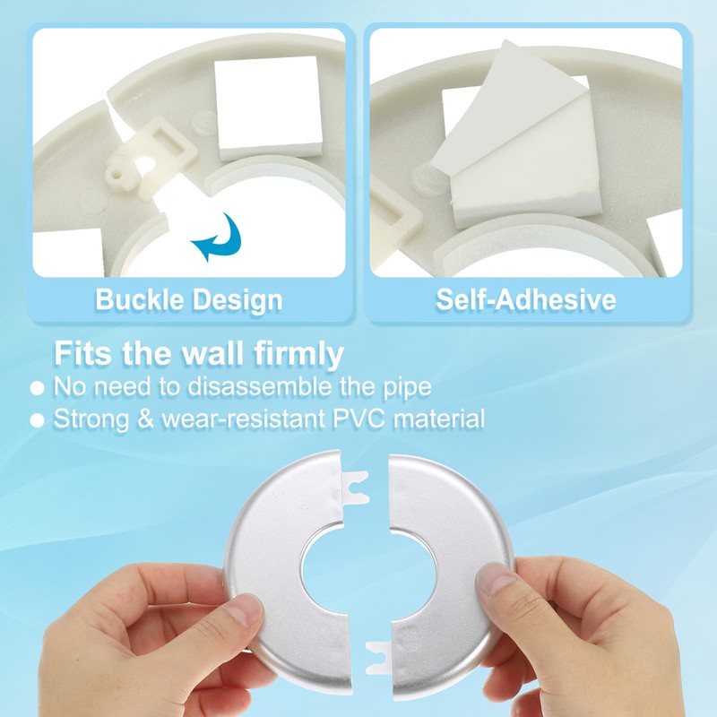 PATIKIL Wall Split Flange 2.01" (51mm),ABS Round Self-Adhesive Escutcheon Plate