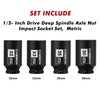 CASOMAN 1/2'' Drive Deep Spindle Axle Nut Impact Socket Set,