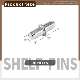 30 Pcs Shelf Support Pegs - 5mm Shelf Supports Pins for Kitchen Cabinet Bookcase Closet Wardrobe Cupboard Wood Glass Shelves, Kitchen Cupboard Shelf Supports for Shelves Cabinets Brackets