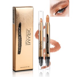 Cream Eyeshadow Stick -1Pcs No Crease Glitter Shimmer Golden Cream Eye shadow Stick with Soft Brush,Rotatable Eye Brightener Pencil Crayon, Long Lasting Waterproof for Smoky Metallic Eye Makeup-8#