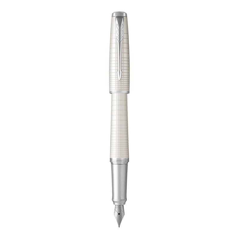 Parker Urban Fountain Pen, Premium Pearl Metal Chiselled with Medium