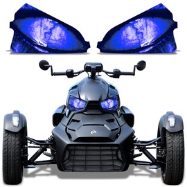 AMR Racing Roadster Headlight Eye Graphics Decal Cover Compatible with Can-Am Ryker 2019-2022 - Corrupt Blue (AMR22396)