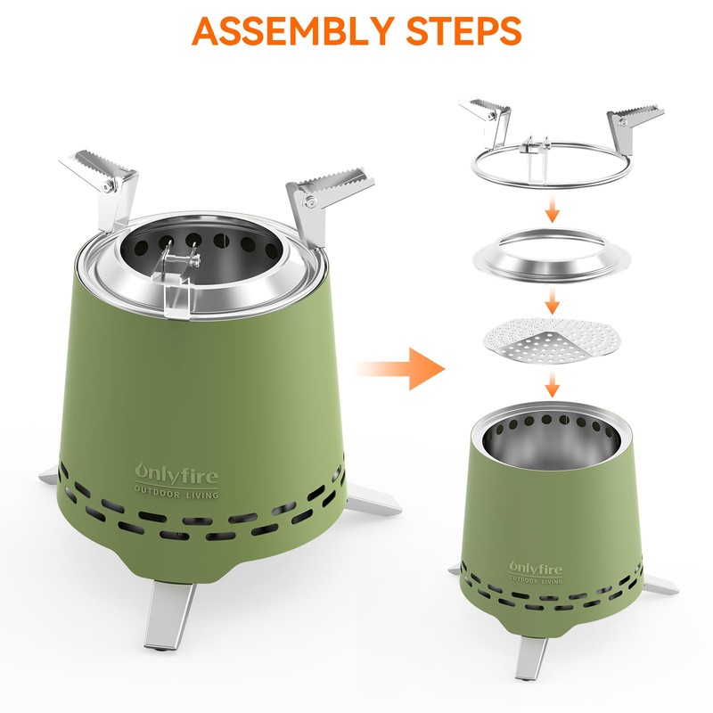 ONLYFIRE OUTDOOR LIVING 2-in-1 Smokeless Fire Pit with Pot Bracket