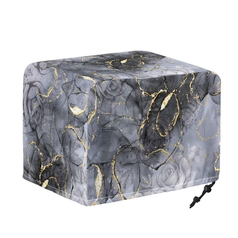 Yatixapu Toaster Cover 4 Slice, Gray Marble, Waterproof Polyester, Drawstring