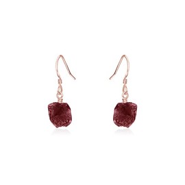 Ruby Raw Nugget Earrings in 14k Rose Gold Fill
