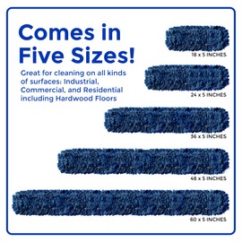 Nine Forty 36-Inch Premium Nylon Dust Mop Replacement Head - Heavy Duty Mop Head Refill for Industrial, Commercial, and Residential Cleaning - Dry Floor Duster for Hardwood Surfaces - Blue (1-Pack)