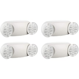SPECTSUN 4 Pack Emergency Light White, Commercial Emergency Light with Battery Backup, Emergency Lighting Fixture/Emergency Light Combo/Emergency Sign Light//Emergency Light Home - (Round Head)