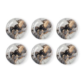 BaHomeck Fridge Magnets 6 Pcs,Understated Luxury Gray Gold Marble Style Round Strong Magnetic Glass Refrigerator Magnets, Magnets Sticker Decorations for Classrooms,Home,Cabinets and Photos,1.2 inch
