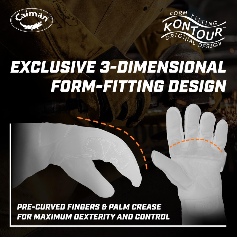 Caiman Genuine Top Cow Grain Leather Velcro� RevolutionTM Gloves (Large/Yellow)