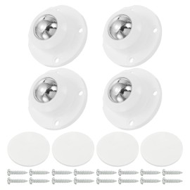 PATIKIL 45 mm Self Adhesive Paste Caster Wheels for Appliance, 4 Set Mini Swivel Wheels with Stainless Steel Ball Load Capacity 26.5LBS Per Wheel for Stand Mixer Air Fryer, White