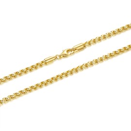MONA MILANI 14K Gold Chain for Women Mens Necklace Chains 14K Gold Necklaces for Men Womens Necklaces 3.5mm Box Chain Necklace for Women Jewelry for Womens 16-30 in(18in)
